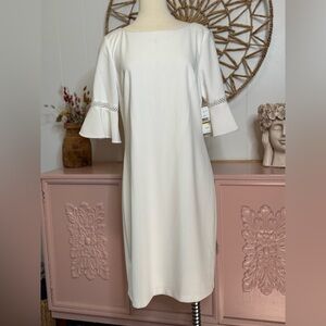 Women’s Jessica Howard Size 14‎ Elegant White Bell Sleeve Dress
